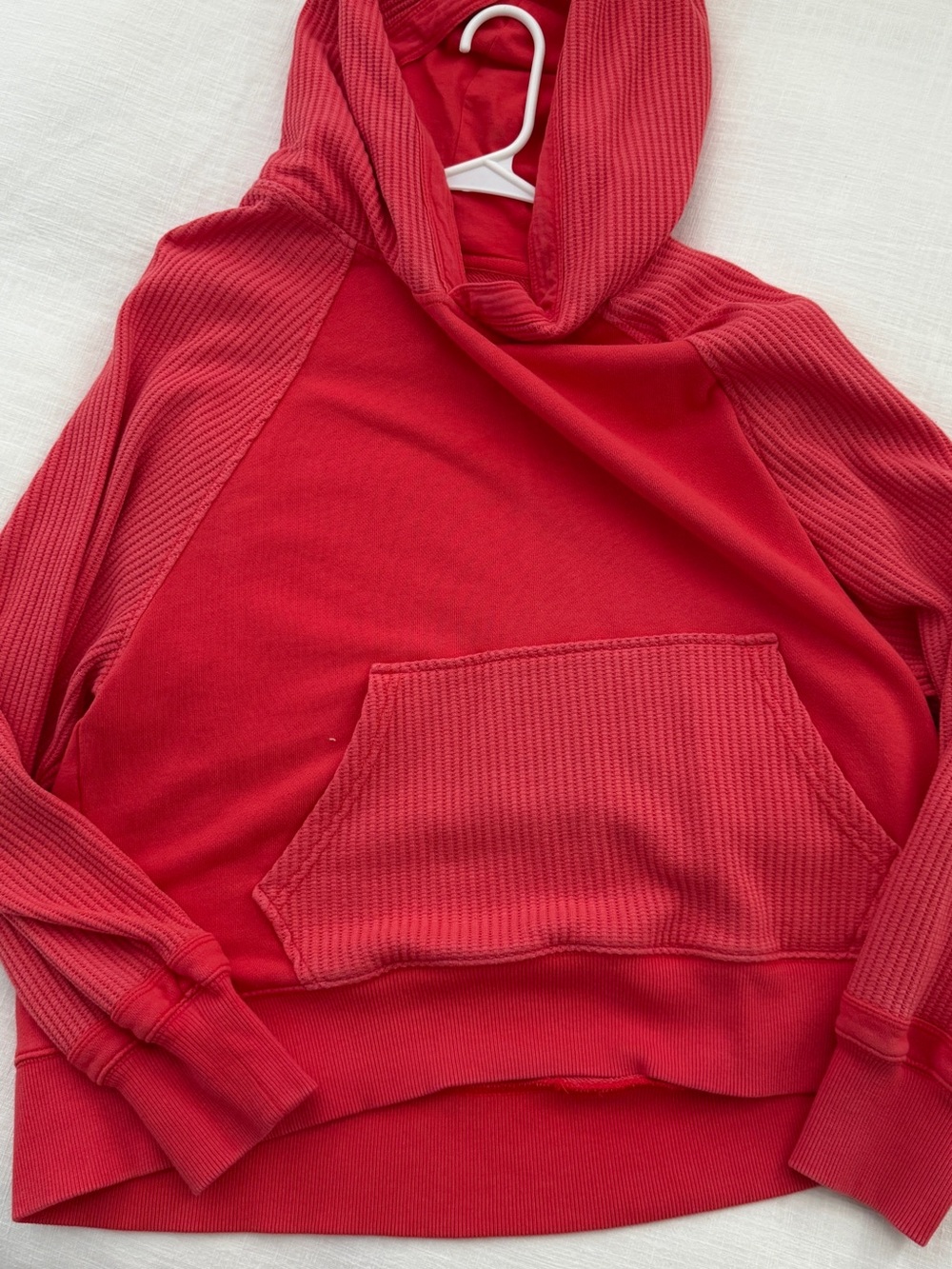 aerie Red Hooded Pullover Sweater